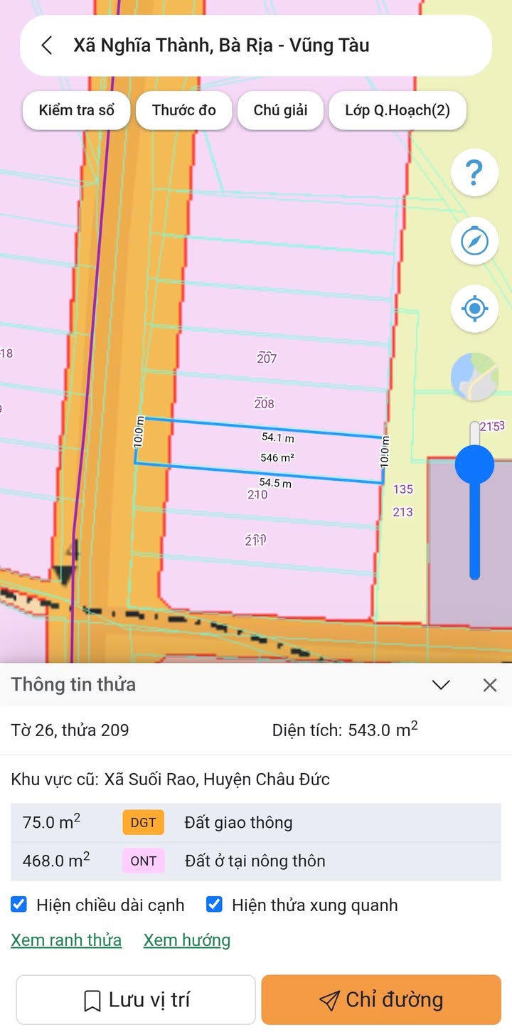 Đất nền Suối Rao Châu Đức 543m² giá 3.5 tỷ - Vị trí đẹp, sẵn sàng xây dựng!
