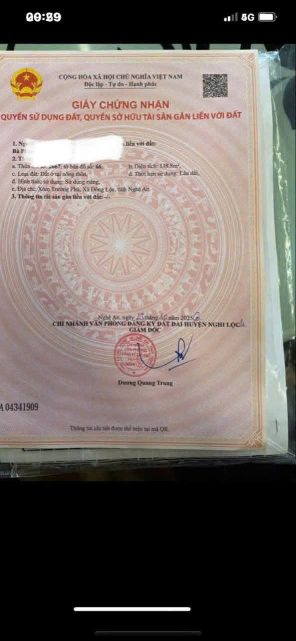 Đất Nghi Trường 138m² giá 1.9 tỷ - Vị trí trung tâm thuận lợi!