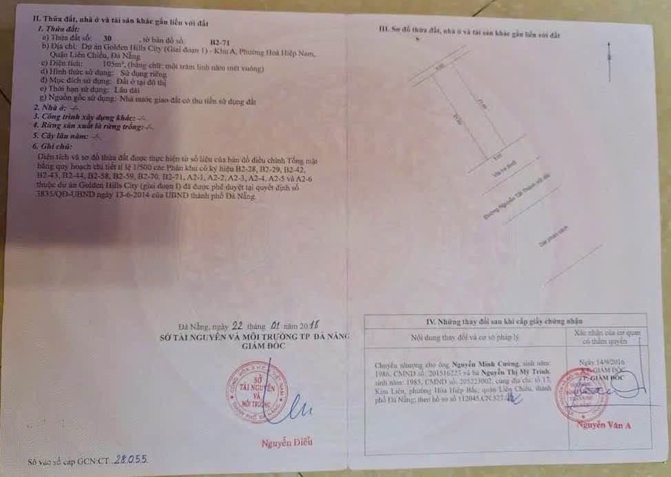 Đất nền Liên Chiểu Đà Nẵng 210m² giá 15 tỷ - Đường rộng 45m, hướng Đông Nam