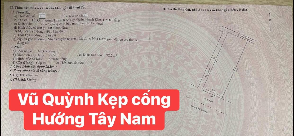 Đất kẹp cống Vũ Quỳnh, Thanh Khê 75m² giá 6 tỷ - Vị trí gần biển