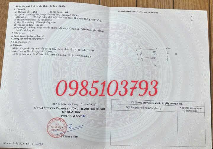 Đất nền Hồng Vân 155m² - Vị trí đắc địa, giá thỏa thuận!