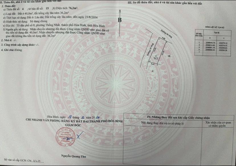 Đất nền Phường Thống Nhất Hòa Bình 100m² giá 700 triệu - Sổ đỏ chính chủ, vị trí đắc địa!