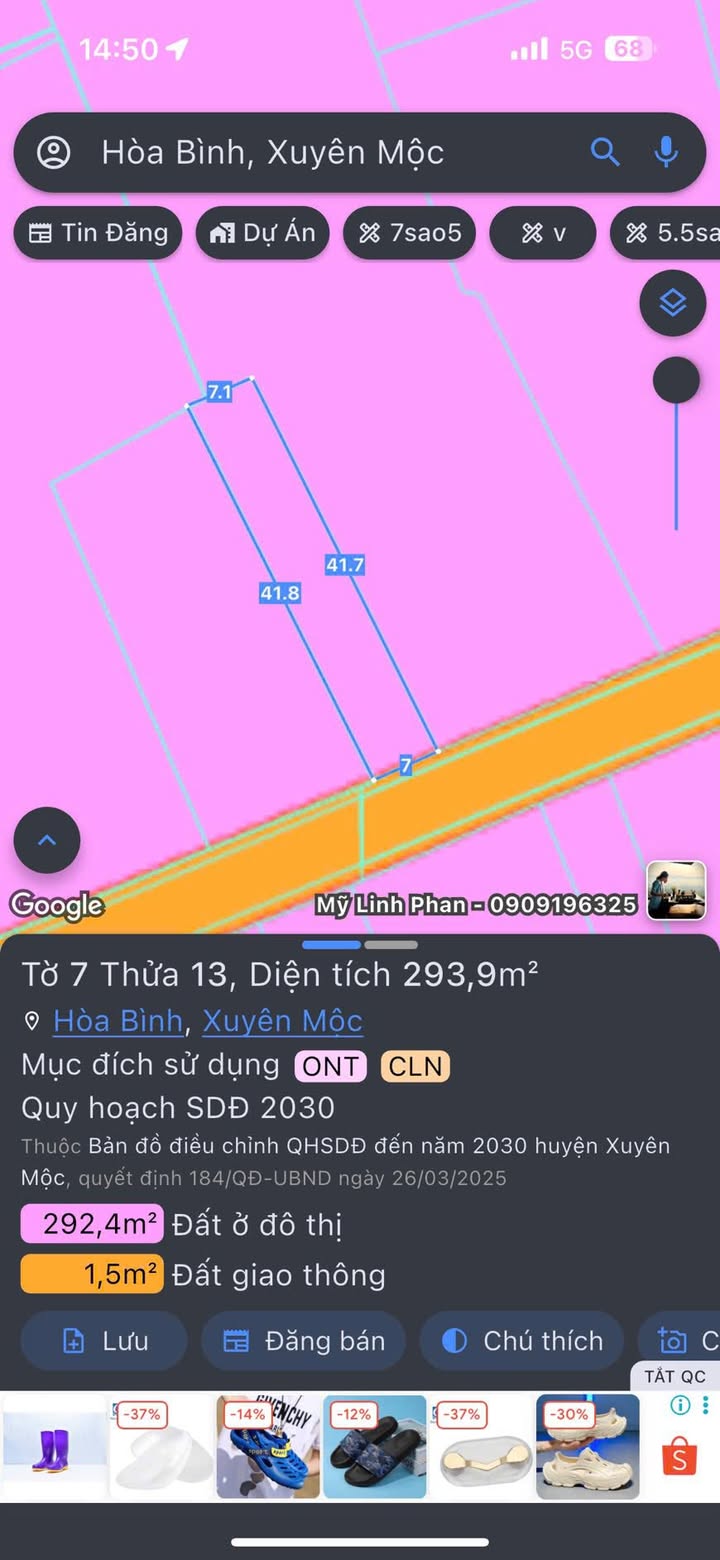 Đất nền Hòa Bình Xuyên Mộc 294m² giá 9 tỷ - Cơ hội đầu tư tuyệt vời!