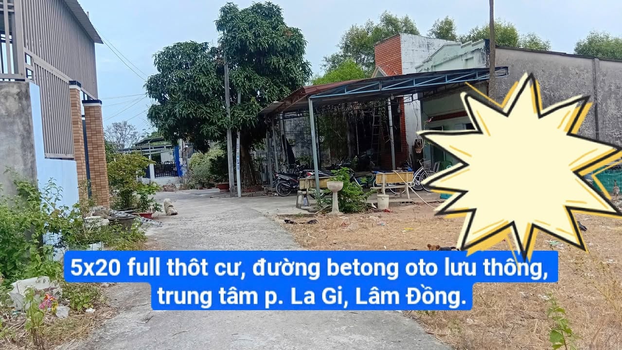 Đất thổ cư Tân An La Gi 100m² giá 919 triệu - Cơ hội đầu tư tuyệt vời!