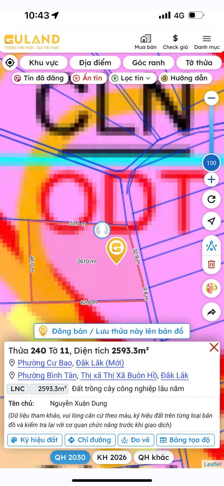 Đất nền phường Bình Tân Buôn Hồ 2,6 sào giá 1,2 tỷ - Khu dân cư đông đúc!