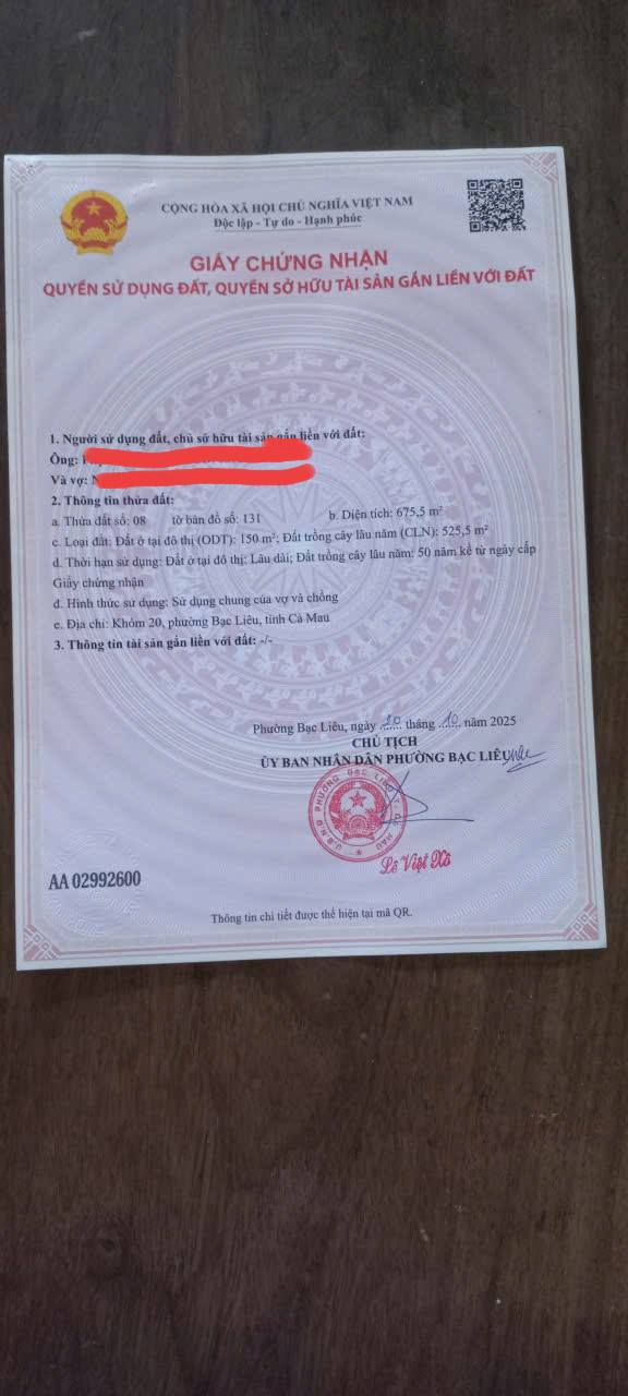 Đất nền hẻm 2 đường Trần Phú, Bạc Liêu 675.5m² - Giáp siêu thị Go, giá 2.05 tỷ thương lượng!