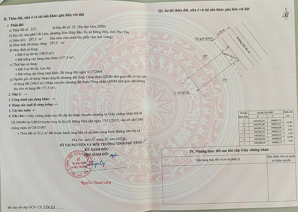 Đất nền mặt tiền Hòa Hiệp 300m² giá 2.8 tỷ - Cơ hội đầu tư tuyệt vời!