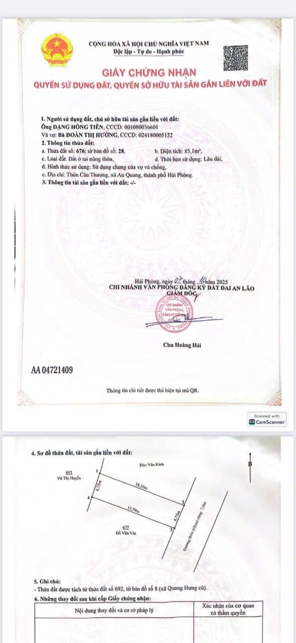 Đất nền Quang Hưng, An Lão, Hải Phòng 85m² - Cơ hội đầu tư sinh lời!