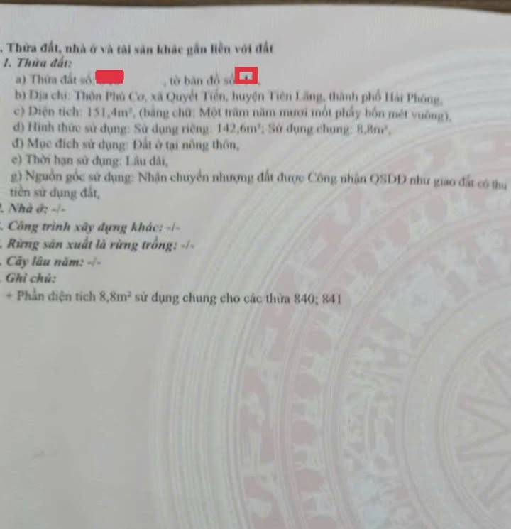 Đất nền thôn Phú Cơ, xã Quyết Tiến 152m² giá 1.5 tỷ - Ô tô vào tận đất!