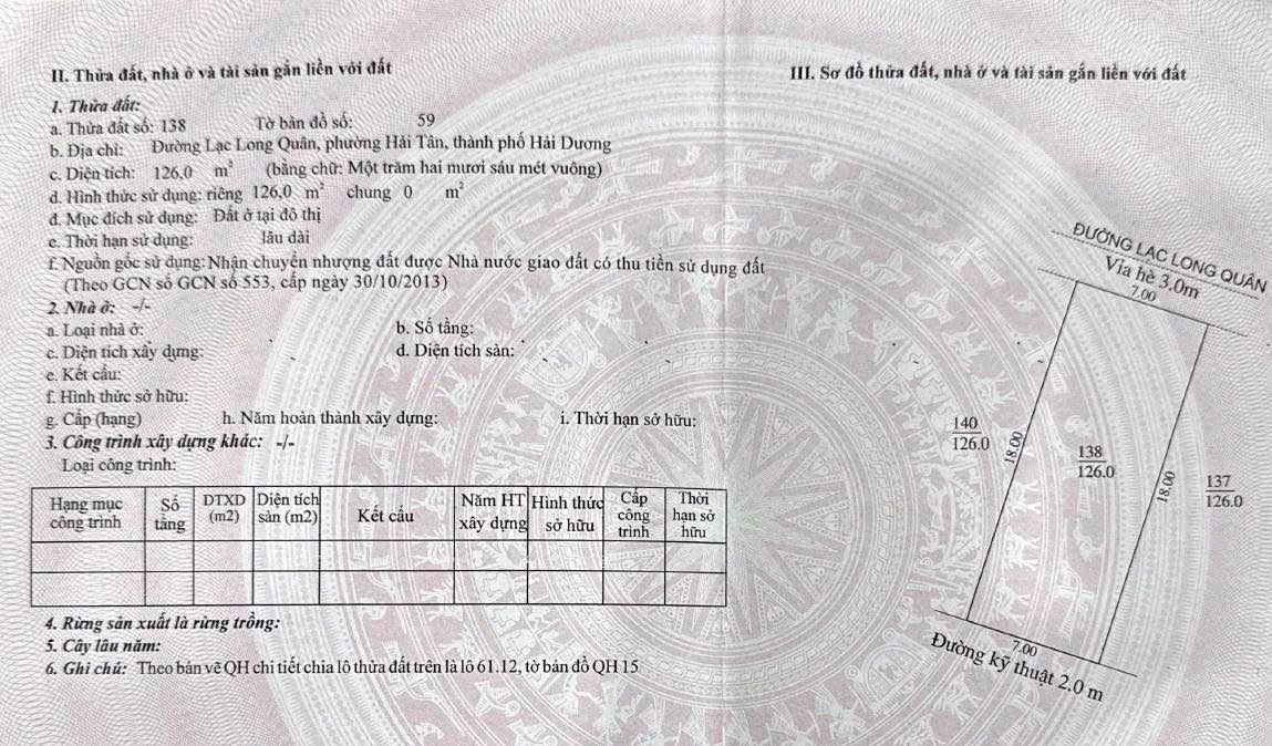Đất Biệt Thự Lạc Long Quân Hải Dương 126m² giá 80 triệu - View sông thoáng mát!