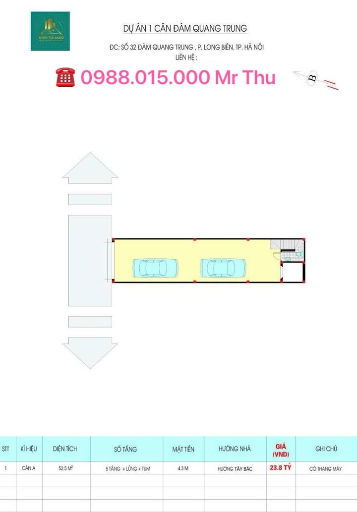 Bán nhà mặt phố Đàm Quang Trung Long Biên 52.5m² giá 23.8 tỷ - Kinh doanh sầm uất!