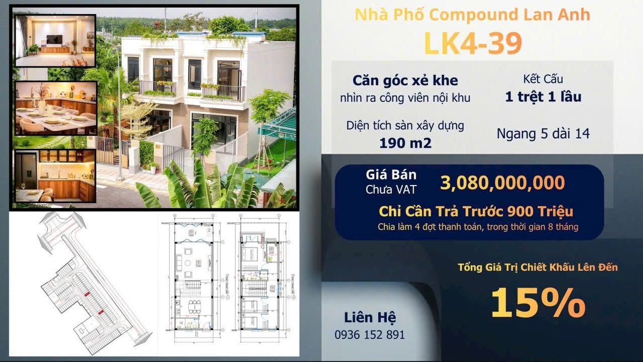 Nhà phố Lan Anh Avenue Tân Uyên 70m² giá 3.08 tỷ - View công viên thoáng mát!
