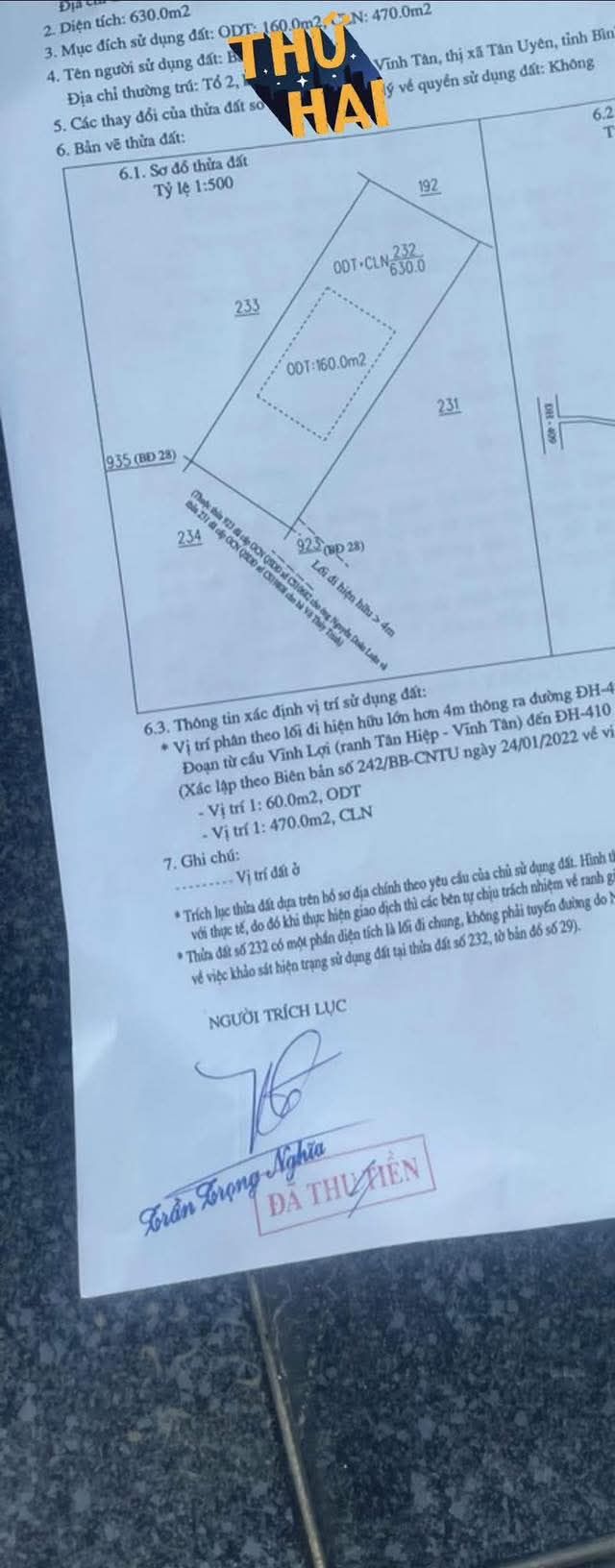 Đất nền Vĩnh Tân Tân Uyên 630m² giá 2 tỷ - Đầu tư sinh lời tiềm năng!