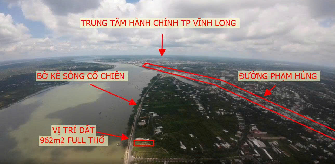 Lô đất đẹp mặt tiền bờ kè sông Cổ Chiên - TP. Vĩnh Long 961,6m² - Cơ hội đầu tư tuyệt vời!