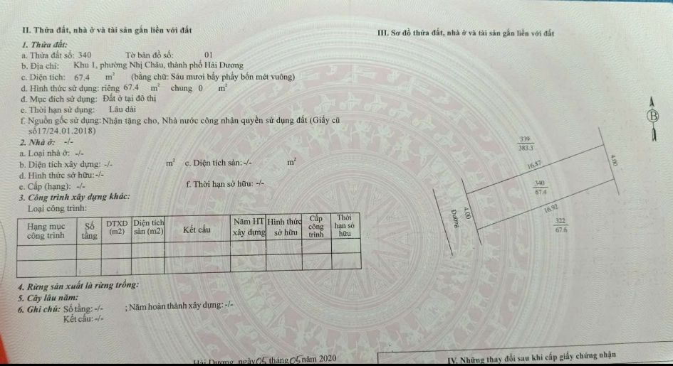 Lô đất vuông đẹp tại phố Phan Chu Trinh, Hải Dương, 67.4m² - Vị trí trung tâm, giá tốt!