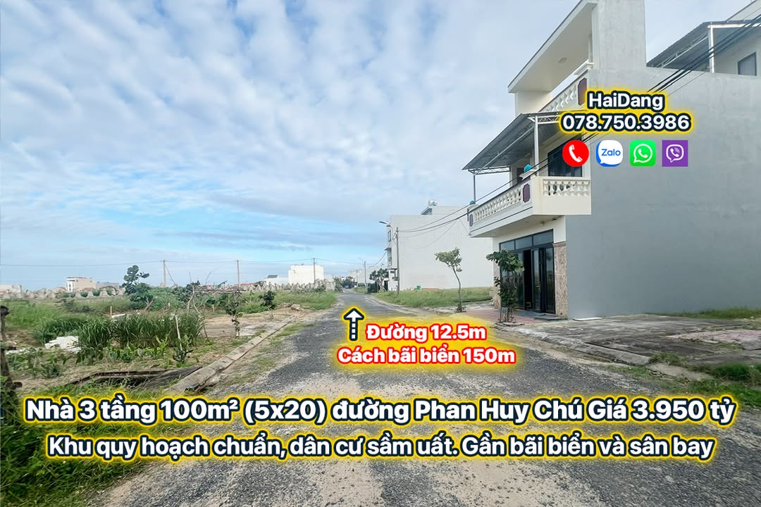 Nhà 3 tầng Phan Huy Chú, Tuy Hòa 100m² giá 3.95 tỷ - Gần biển lý tưởng!