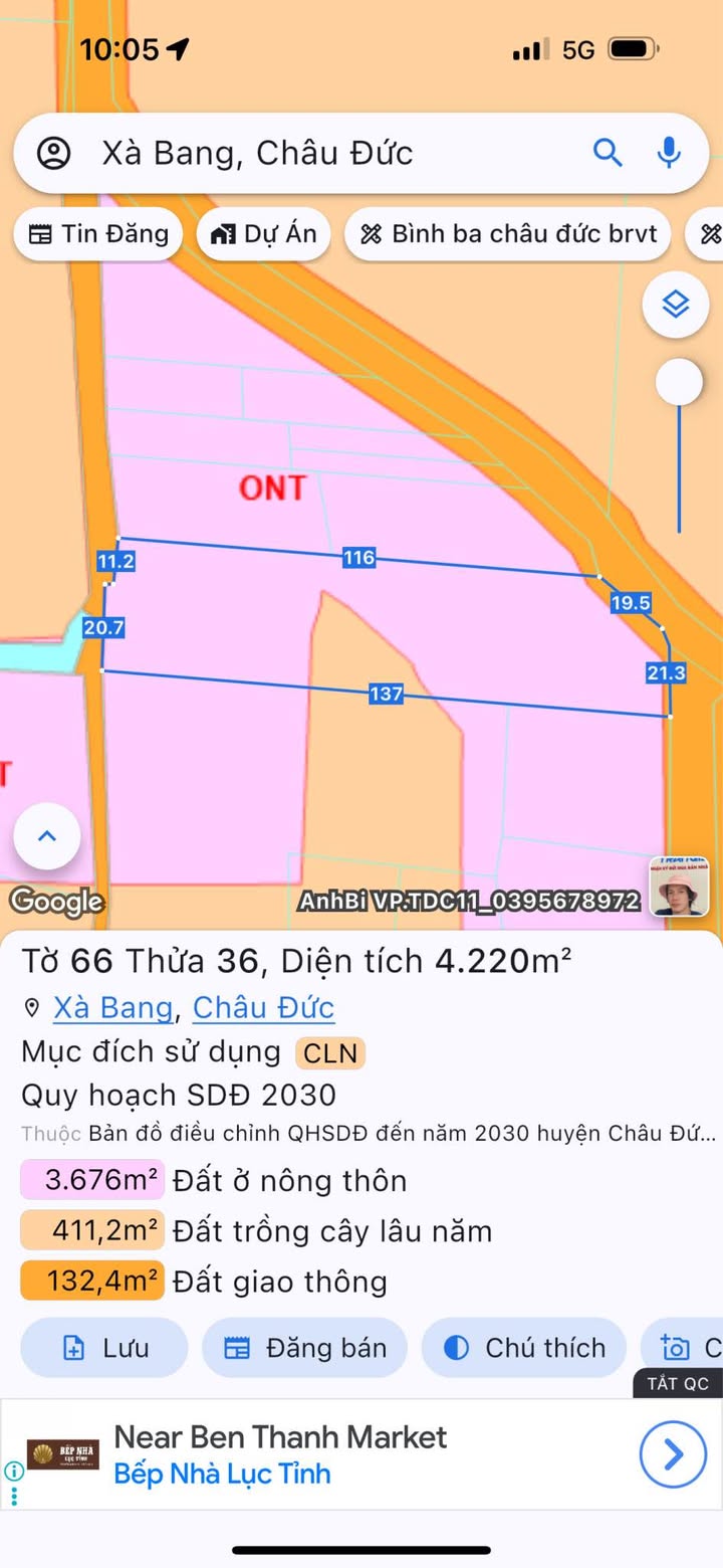 Đất Xà Bang Châu Đức 4200m² giá 2.142 tỷ - Bán gấp chính chủ!