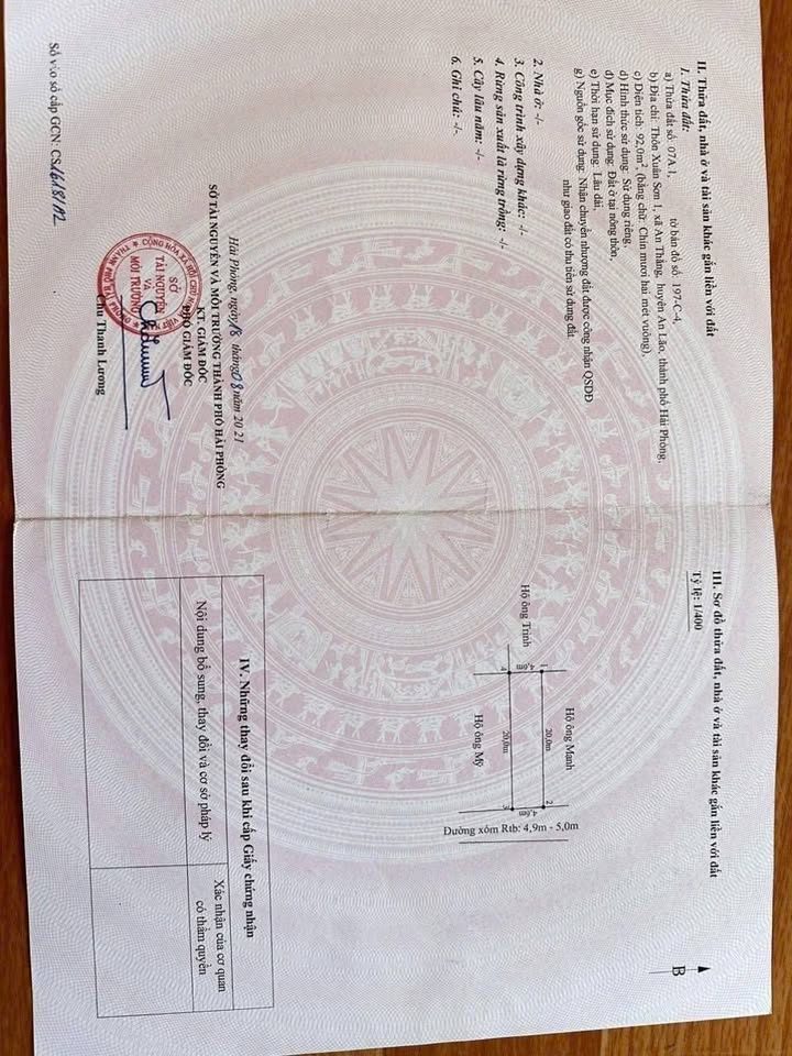 Nhà 2 tầng tại An Thắng, An Lão 92m² giá 2 tỷ - Hướng Đông, ô tô vào tận nơi!