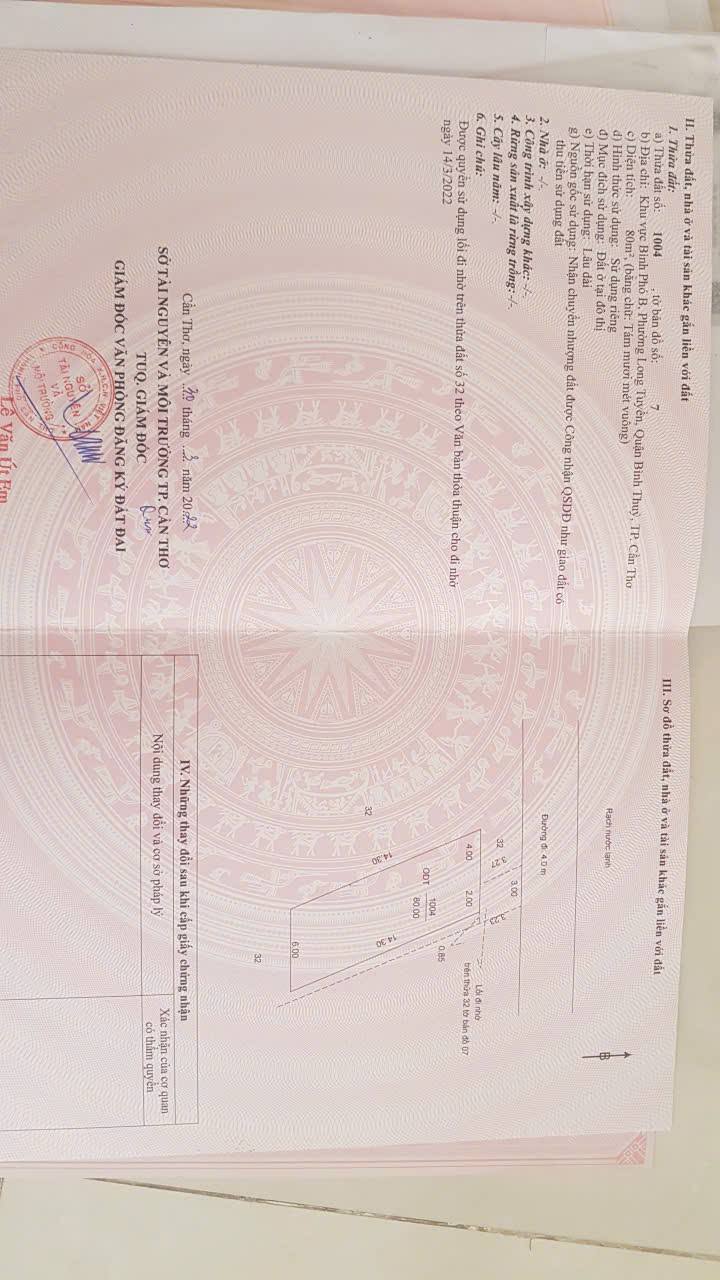 Đất nền thổ cư Long Tuyền, Cần Thơ 84m² giá 800 triệu - Đầu tư sinh lời ngay!