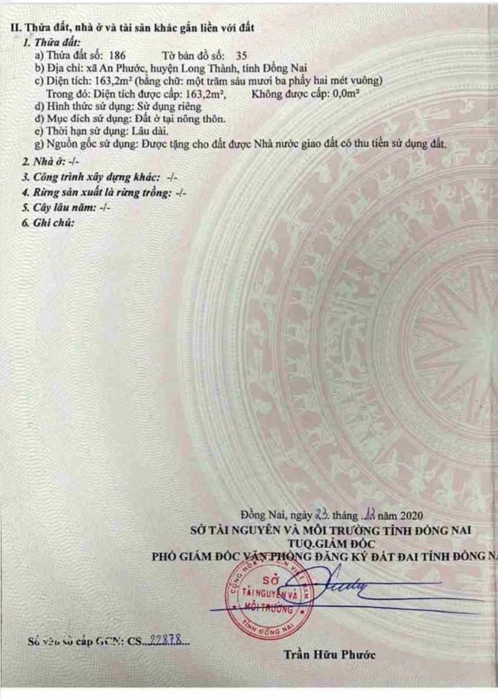 Đất thổ cư 163m² tại ấp 7 An Phước, Long Thành - Giá chỉ 2 tỷ!