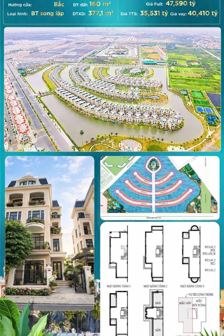 Biệt thự song lập Ngọc Trai 1 - Vinhomes Ocean Park 2 160m² giá 35.531 tỷ - Đầu tư bền vững!