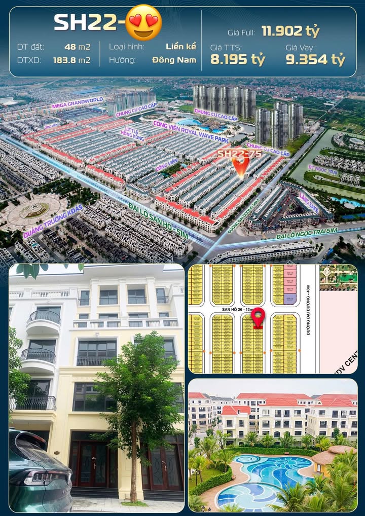 Shophouse Ocean City Văn Giang 48m² giá 8.1 tỷ - Căn hiếm, đầu tư sinh lời!