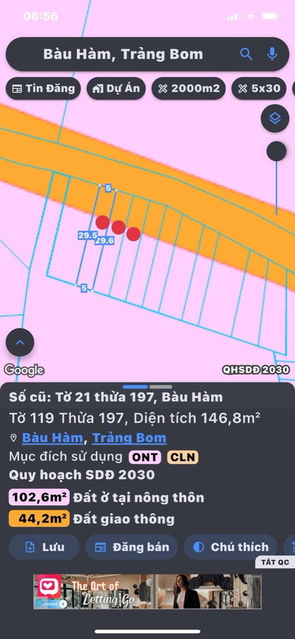 Đất liền kề mặt tiền đường nhựa xã Bàu Hàm 145m² giá 800 triệu - Sổ riêng thổ cư