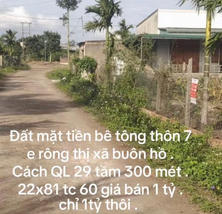 Đất thổ cư Ea Drông, Buôn Hồ 1782m² giá chỉ 1 tỷ - Cơ hội đầu tư tuyệt vời!