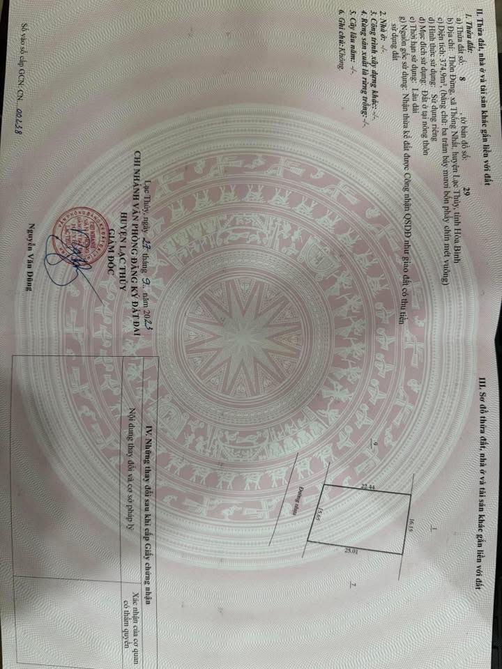 Đất thổ cư mặt đường nhựa xã Cũ, Lương Sơn 374.9m² giá 600 triệu - Cơ hội đầu tư tuyệt vời!