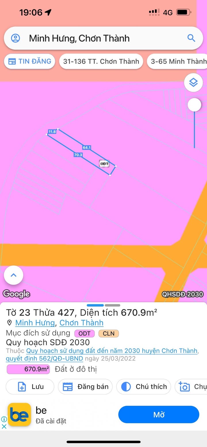 Đất nền khu phố 4, Chơn Thành 715m² giá 1.1 tỷ - Đầu tư sinh lời ngay!