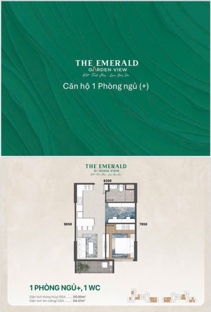 Căn hộ 1PN+ The Emerald Garden View 54m² - Tài chính nhẹ, đầu tư sinh lời!