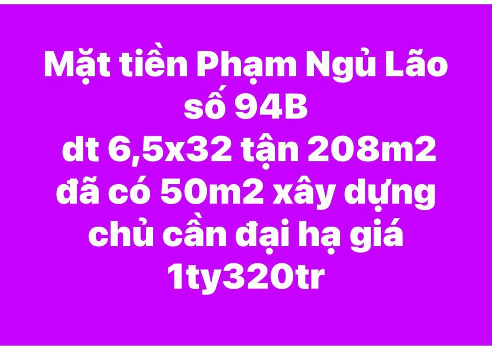 Nhà mặt tiền Phạm Ngũ Lão, Đồng Hới 208m² giá 1.32 tỷ - Cơ hội đầu tư tuyệt vời!
