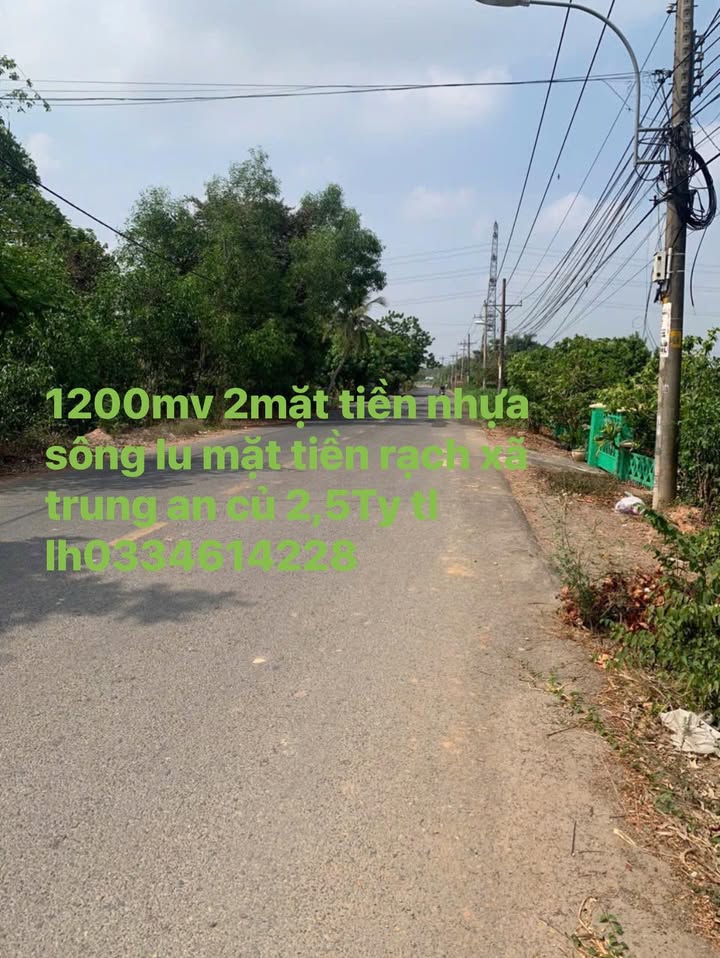Đất nền 1200m² mặt tiền sông Lu, xã Trung An, Củ Chi - Giá chỉ 2.5 tỷ!