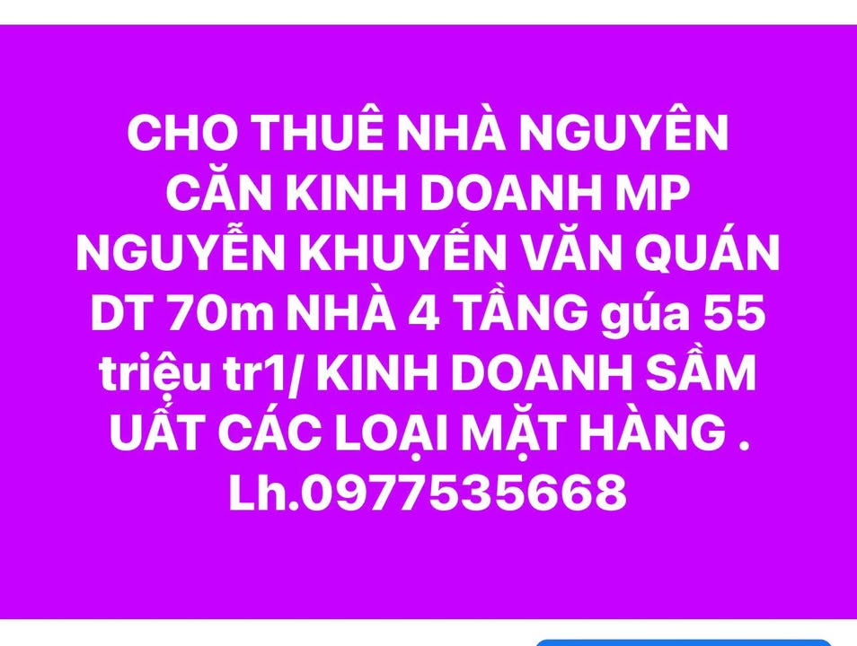 Cho thuê nhà nguyên căn mặt phố Nguyễn Khuyến 70m² giá 55 triệu - Kinh doanh sầm uất!