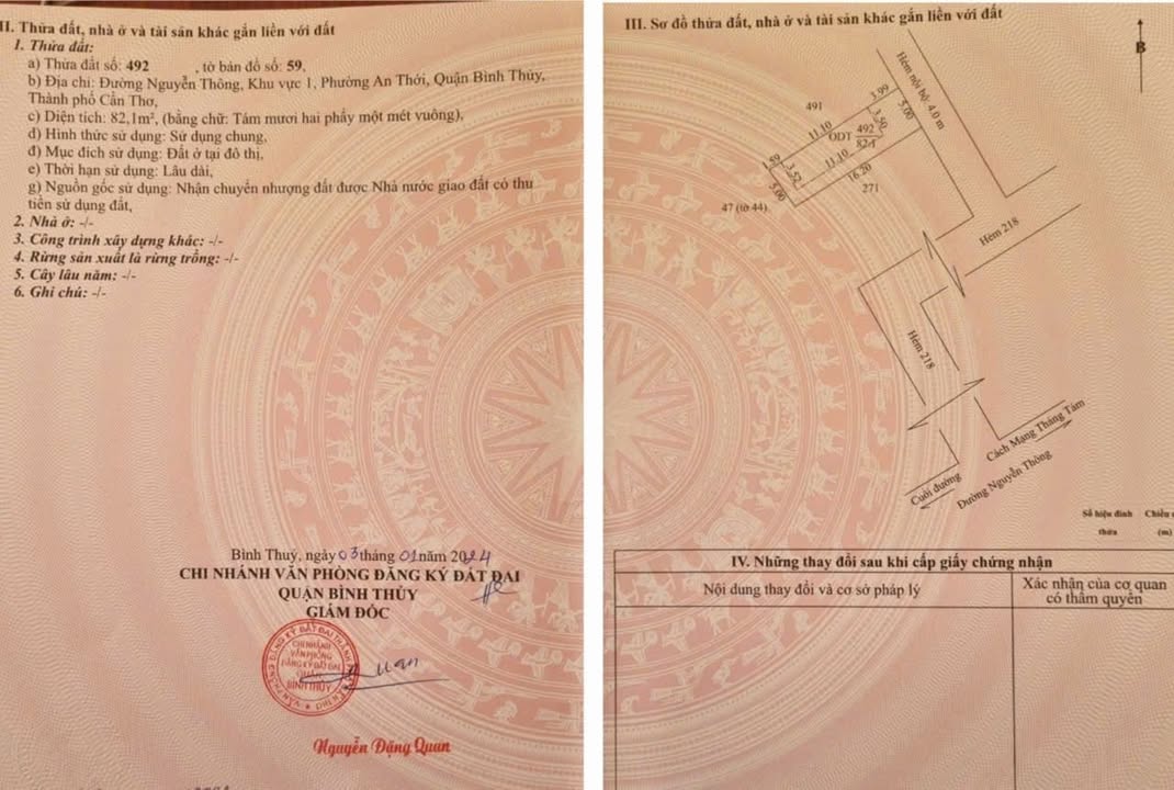 Đất nền thổ cư 82m² tại hẻm 218 đường Nguyễn Thông - Giá 1.75 tỷ thương lượng