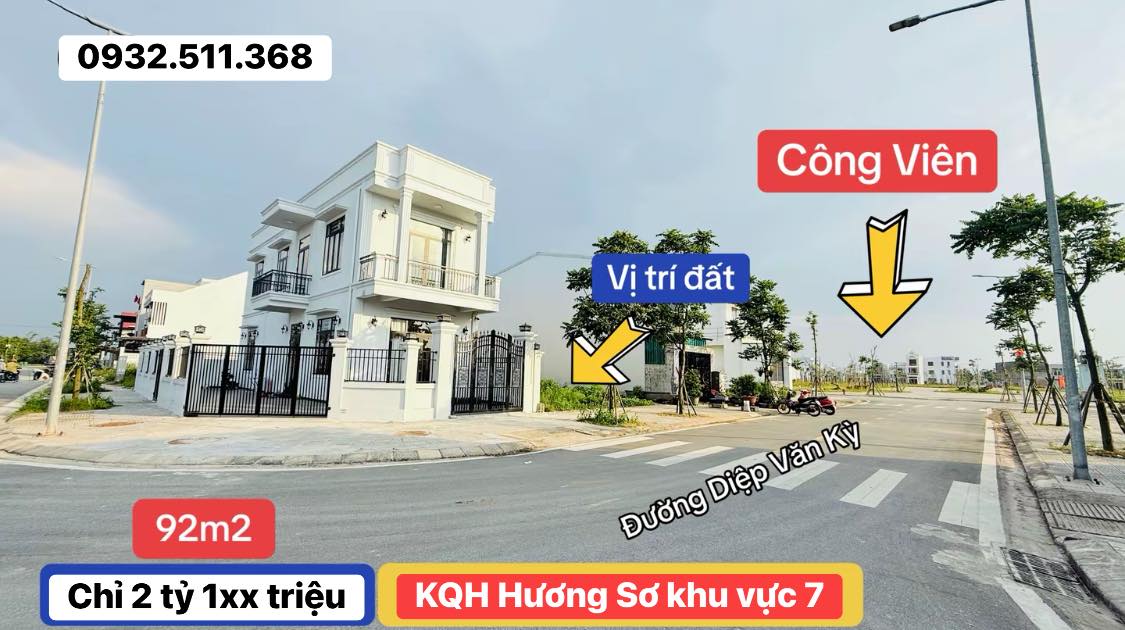 Đất nền Hương Sơ, Huế 92m² giá 2.1 tỷ - Sổ hồng chính chủ