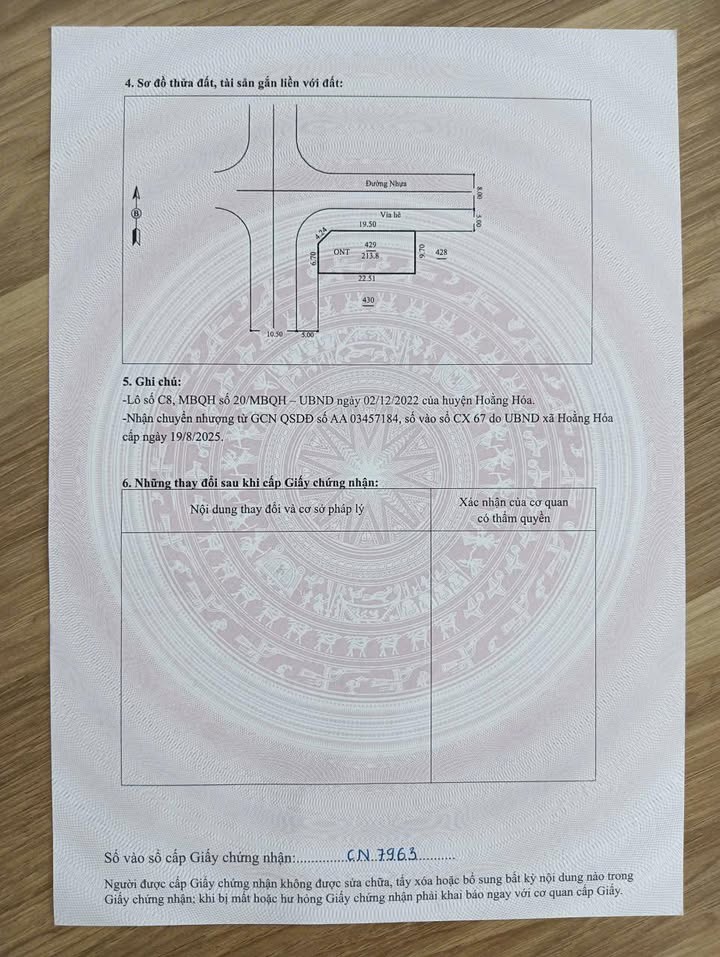 Đất nền lô góc Bt C 213m² tại xã Hoằng Hóa - Giá thỏa thuận đầu tư hấp dẫn!