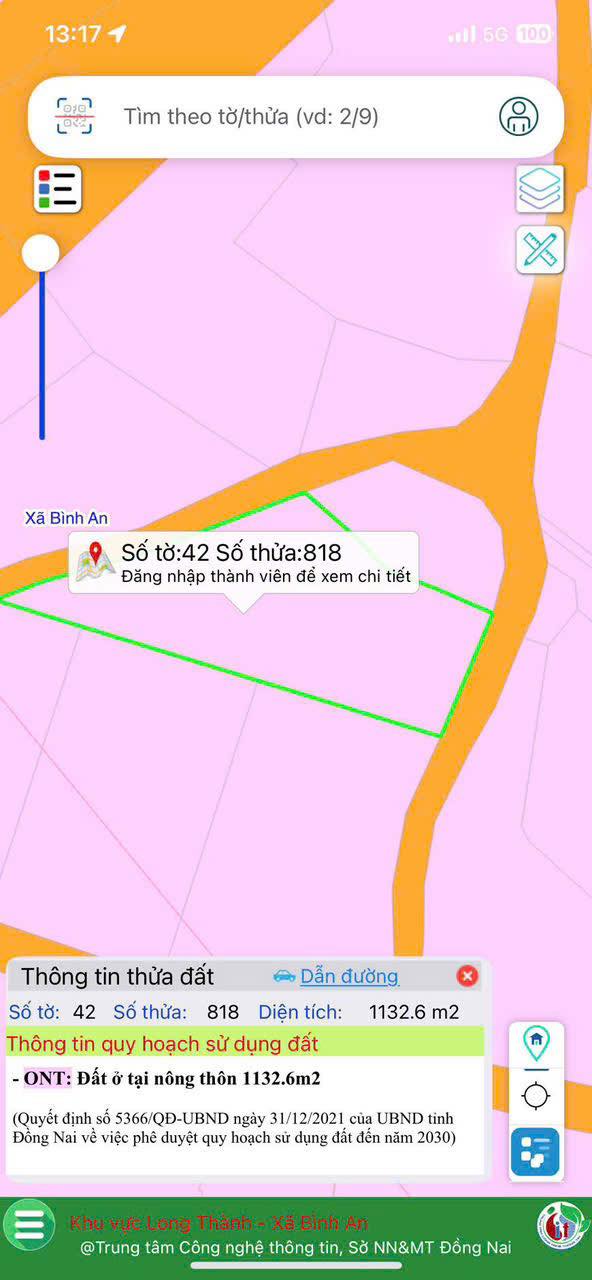 Đất nền Bình An, Long Thành 1133m² giá chỉ 2,x tỷ - Cơ hội đầu tư tuyệt vời!