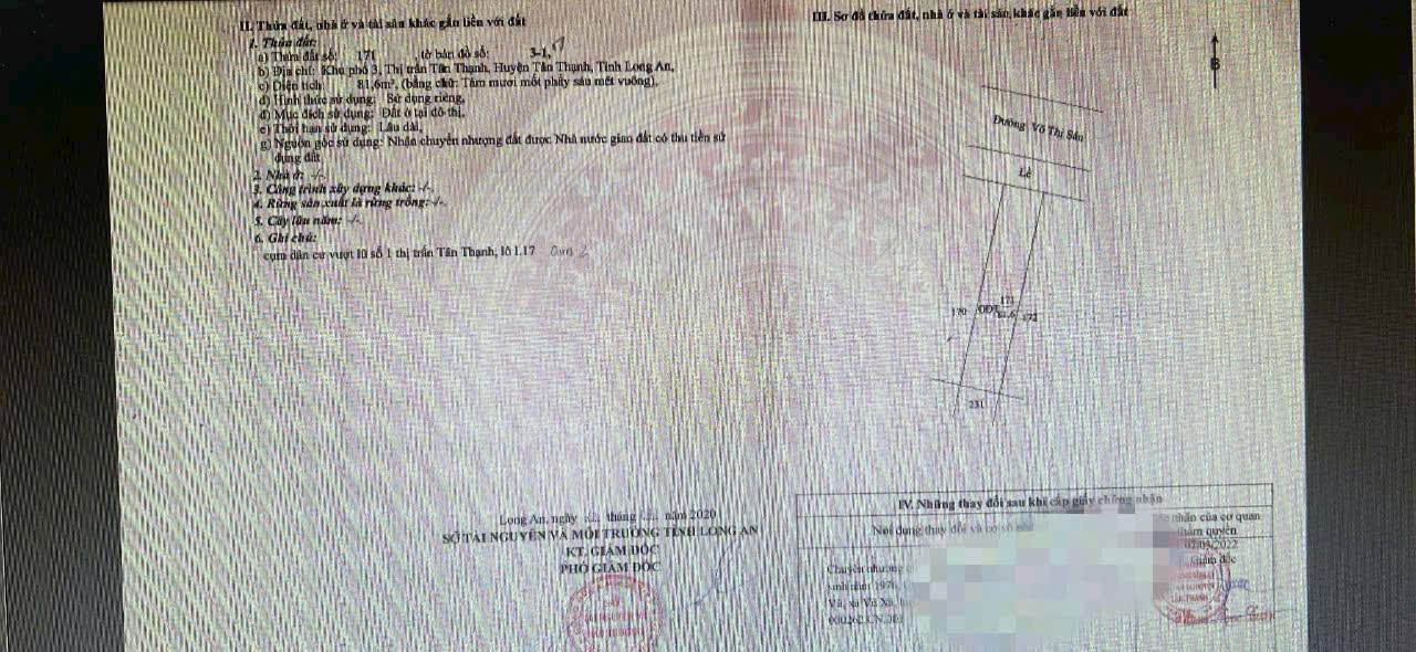 Đất nền đường Võ Thị Sáu, Tân Thạnh 80m² giá 770 triệu - Cần bán gấp!