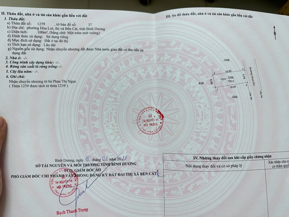 Đất Hòa Lợi, Bến Cát 100m² giá 2.3 tỷ - Đầu tư sinh lời ngay!