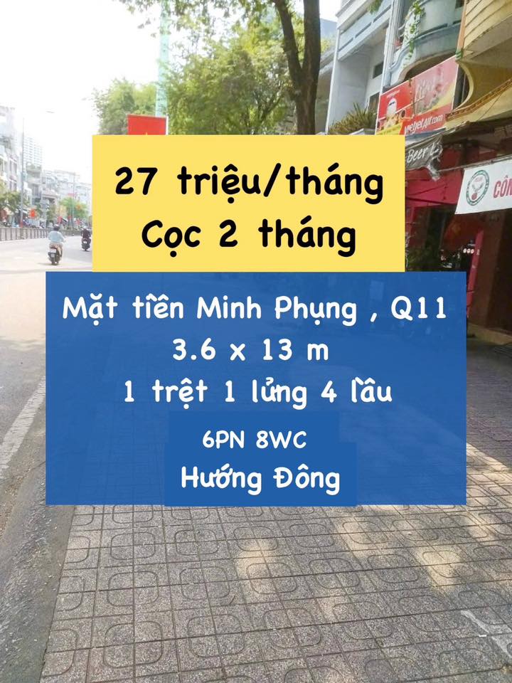 Cho thuê mặt tiền nguyên căn Minh Phụng Q11 46m² chỉ 27 triệu - Phù hợp nhiều ngành nghề!
