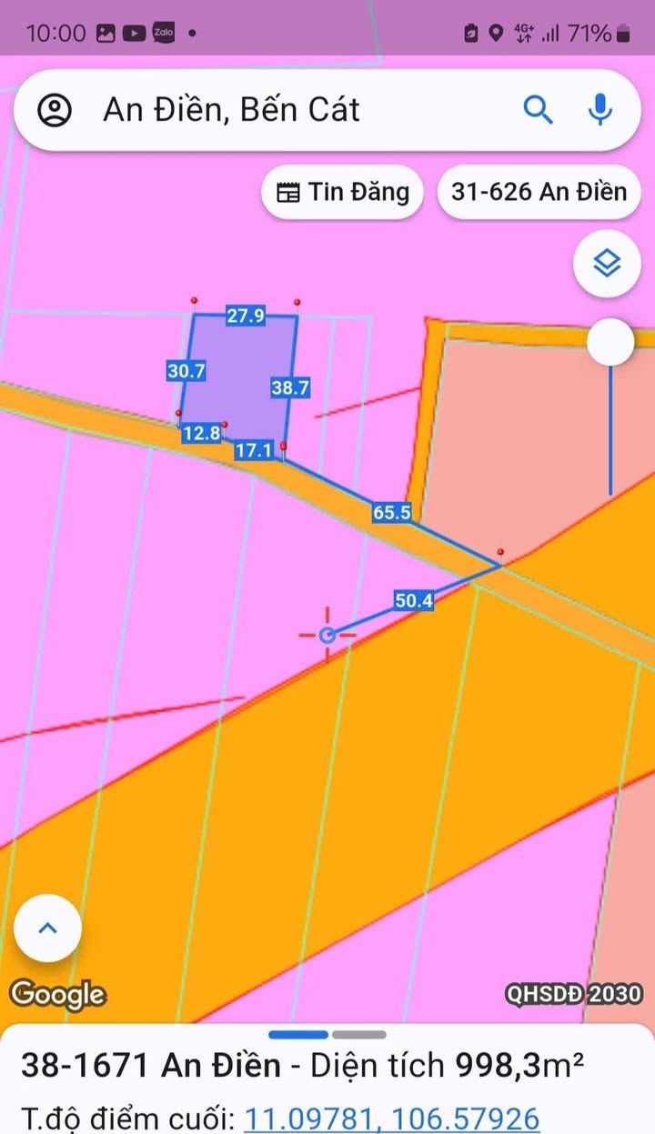 Đất nền An Điền cũ - Phường Long Nguyên - 195m² giá 1.39 tỷ - Tiềm năng sinh lời cao!