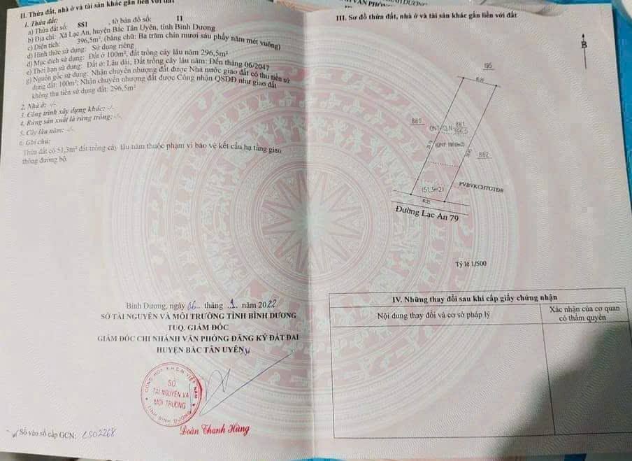 Đất nền tại Lạc An, Bắc Tân Uyên, Bình Dương 408m² giá 1.4 tỷ - Cơ hội đầu tư tuyệt vời!