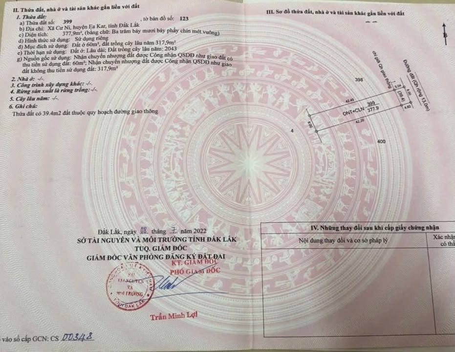 Đất nền Cư Ni, Ea Kar 373,7m² giá 86 triệu/m ngang - Pháp lý rõ ràng, sẵn sàng sở hữu!