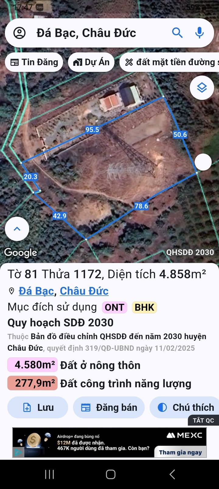 Đất nền Đá Bạc - Châu Đức 5000m² giá chỉ 1.9 tỷ - Cơ hội đầu tư tuyệt vời!