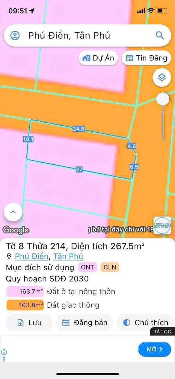 Lô đất 2 mặt tiền Phú Hòa, Đồng Nai 270m² - Giá chỉ 930 triệu, cơ hội đầu tư hiếm có!