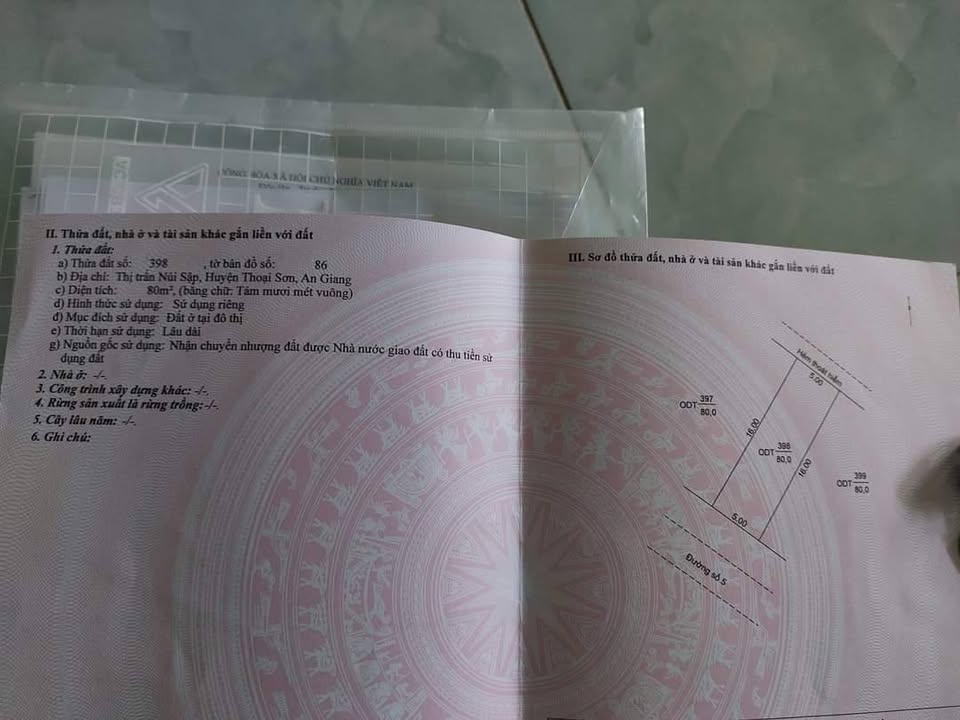 Bán đất thổ cư Núi Sập, Thoại Sơn 80m² - Giá chỉ 550 triệu!