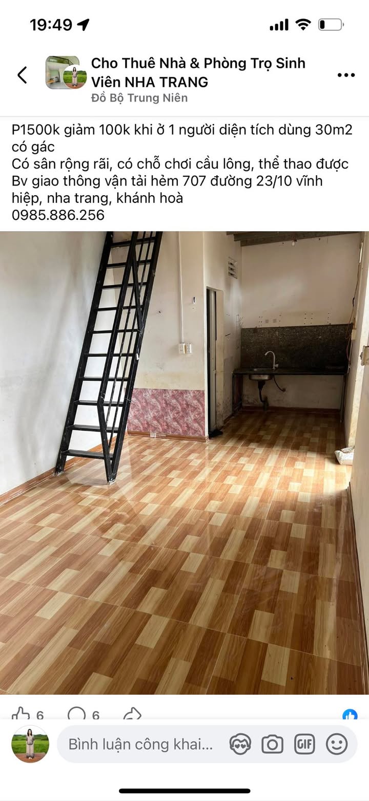 Phòng cho thuê tại Nha Trang 30m² - Giờ giấc tự do, sân rộng thoáng!