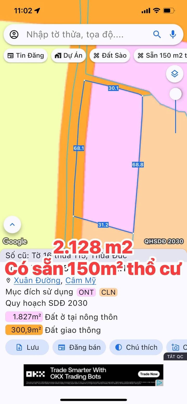 Đất nền Cẩm Mỹ - Xuân Đường 8100m² giá thỏa thuận - Đầu tư sinh lời cao!