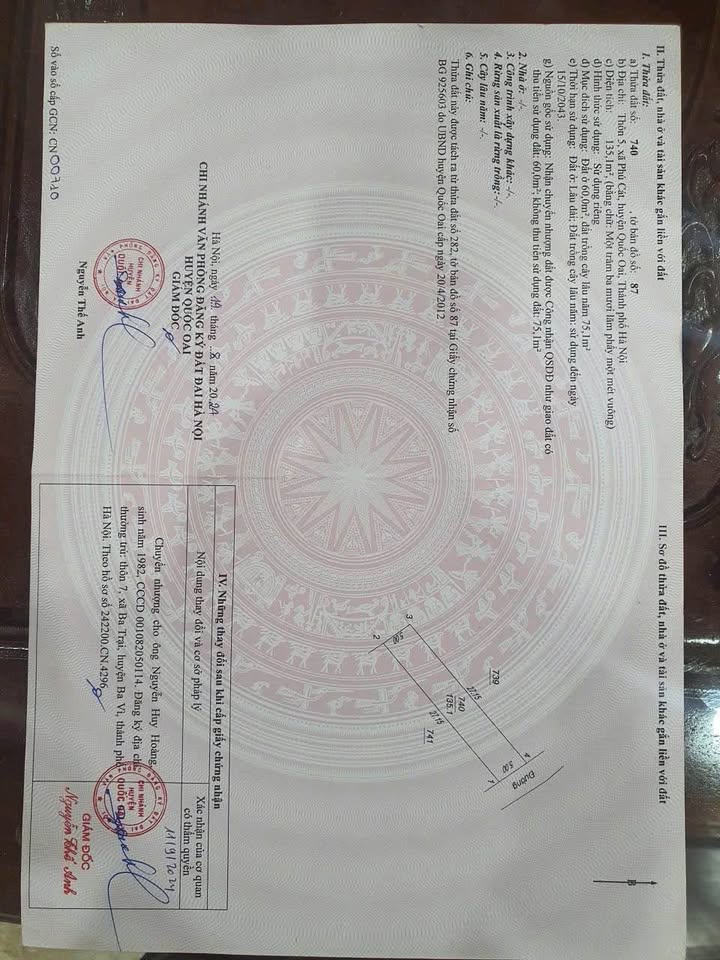 Lô đất đẹp 135m² tại Phú Cát, Quốc Oai - Đường ô tô tránh, giá đầu tư hấp dẫn!